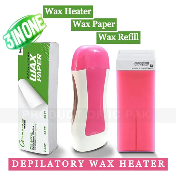 Roll on Wax Warmer Kit, Portable Home Waxing Kit, Wax Roller Kit for Hair Removal, Men and Women