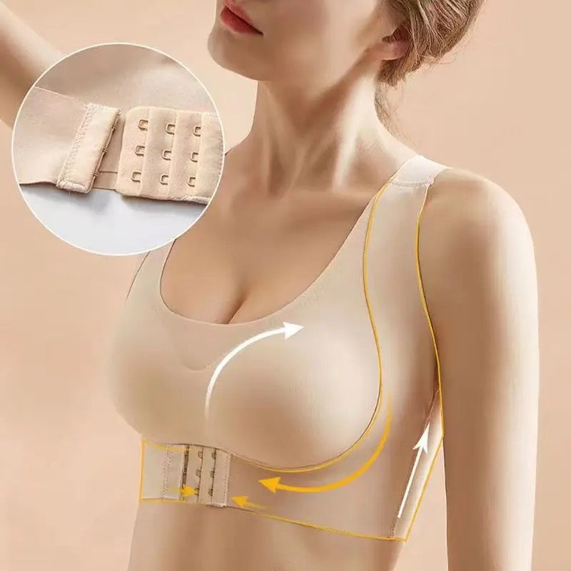 Seamless Breathable Correct Hunchback Gather Front Closure Wide Straps Bra