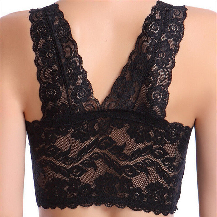 breathable full lace sleep  women's vest style no steel ring sports bra thin section