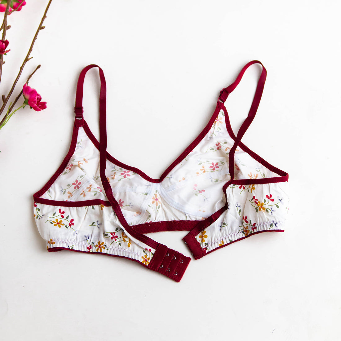 New Flower Printed Cotton non padded Bra