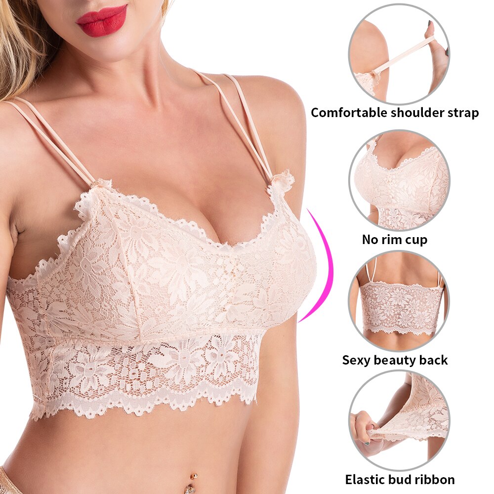 Lace Bra Top Women Push up Plus Size Bralette Strapless