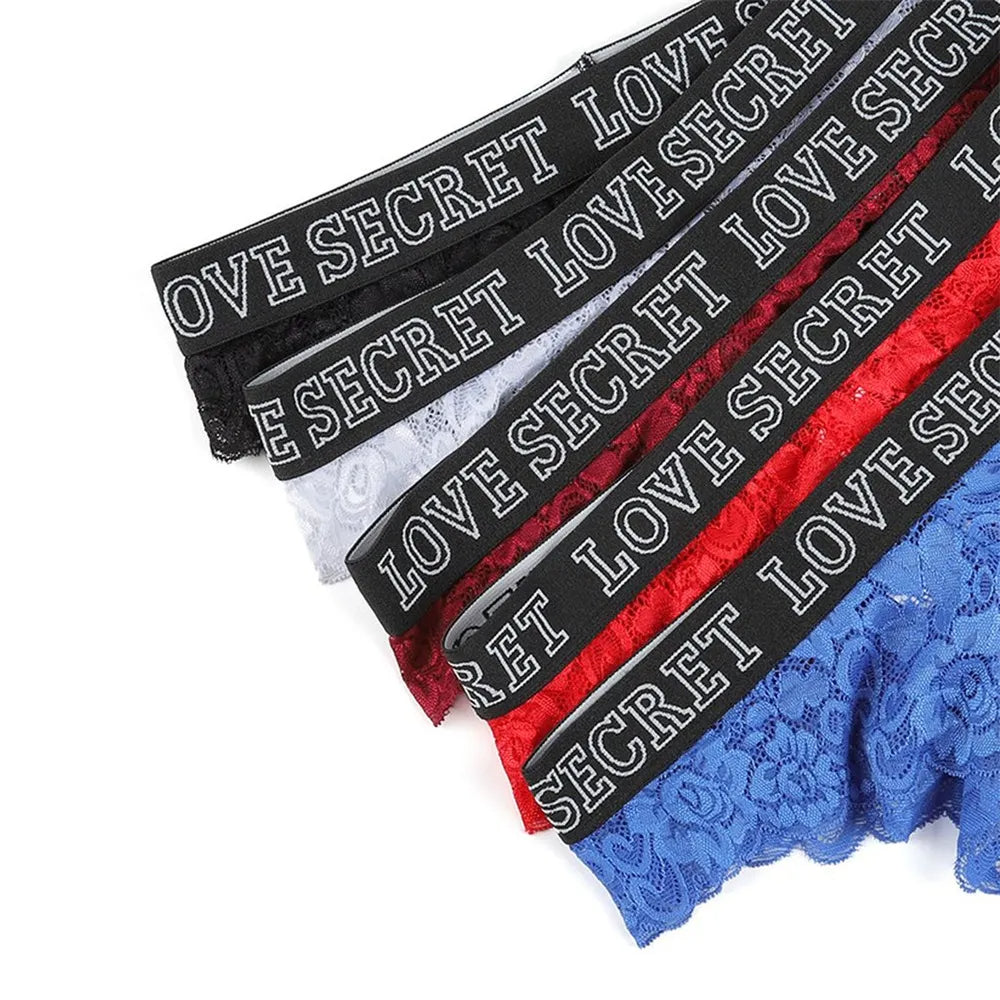 Women's  Lace Underwear Low Waist Panties Female  Breathable Thongs Transparent Underwear