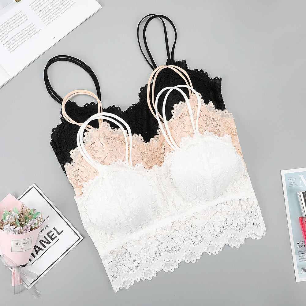 Lace Bra Top Women Push up Plus Size Bralette Strapless