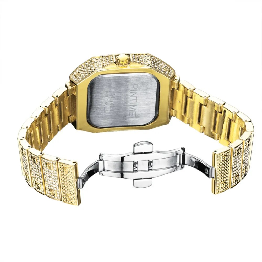 Gold square watch mens sale