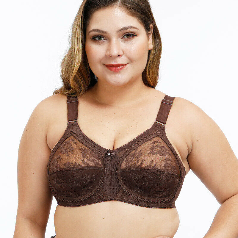 LingBo Plus Size Lace Bra For Women Minimizer Bra Women For Women Full Cup Wireless Large Bosom