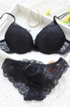 Adjusted-straps 3/4 Cup Cotton Lace Embroidery Lingerie Bra set Push up Underwear Set