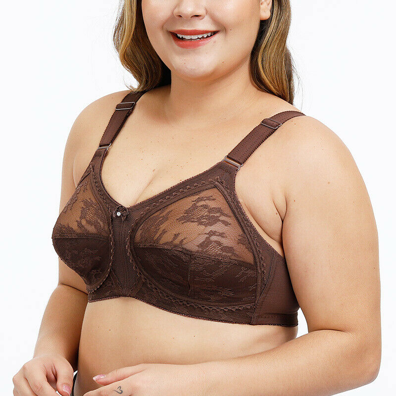 LingBo Plus Size Lace Bra For Women Minimizer Bra Women For Women Full Cup Wireless Large Bosom