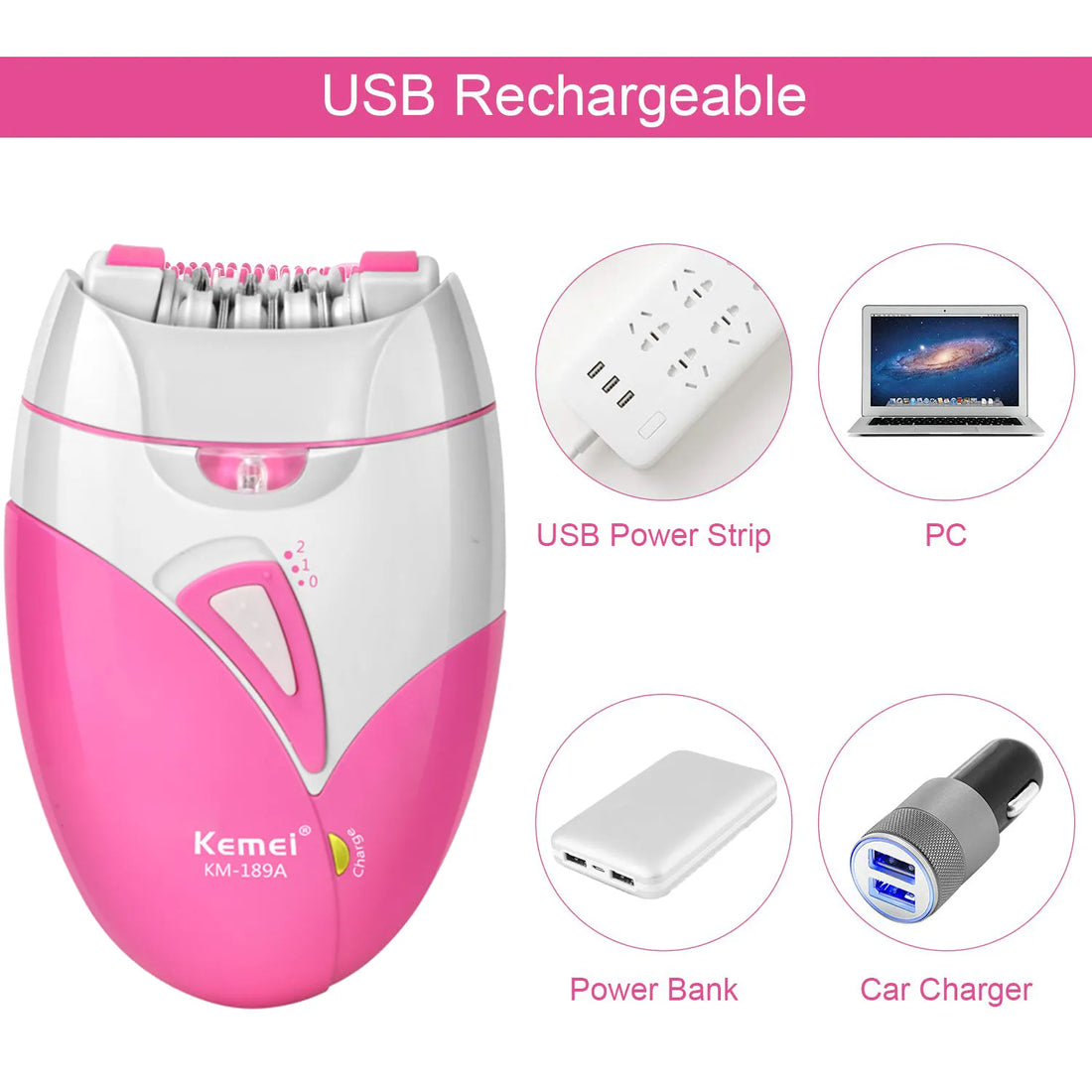 Kemei KM-189A Women hair removal Epilator Shaver Rechargeable - km 189a epilator