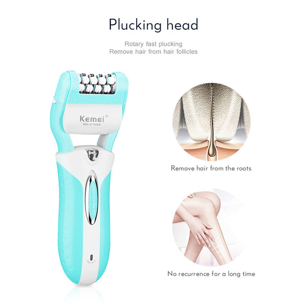 Kemei epilator KM-6198B electric epilator 3 in 1 hair remover callus remover with extra lady epilator