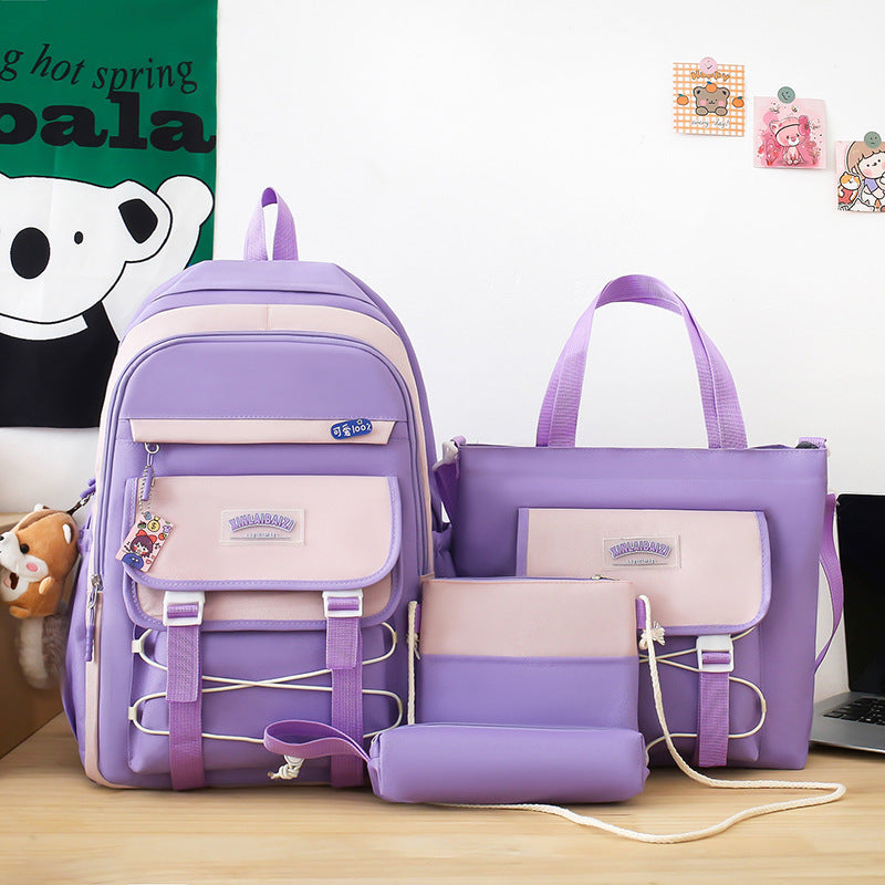 4 Pieces Backpack - Bunny Bag - Tote Bag - Travel Bag - School Bag - Canvas Bag - Vs