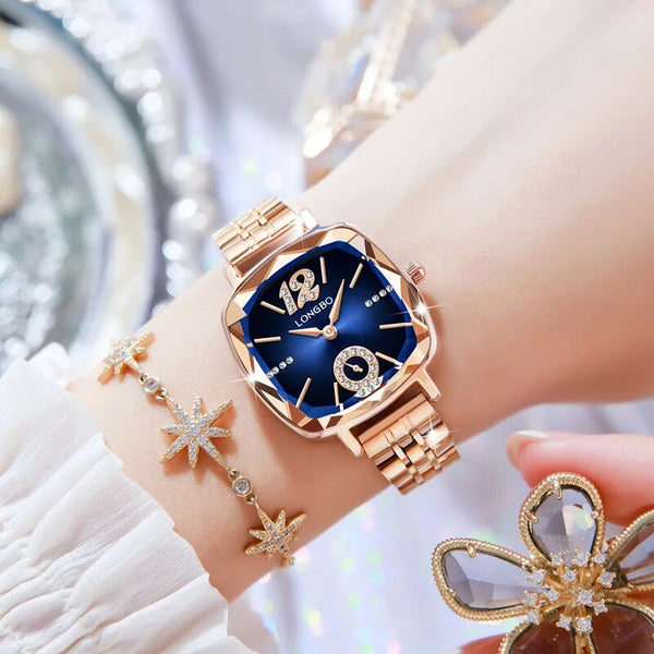 2023 Luxury Fashion Women's Diamond Square Quartz Watch Ladies Party Business Wrist Watch Female Clock