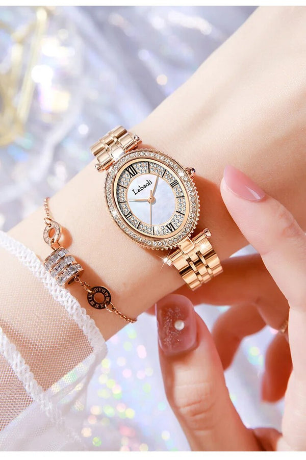 Luxury Classic Women Watches Full Diamond Dial Watch Women Rose Gold Watches Stainless Steel Quartz Wristwatches Reloj Mujer