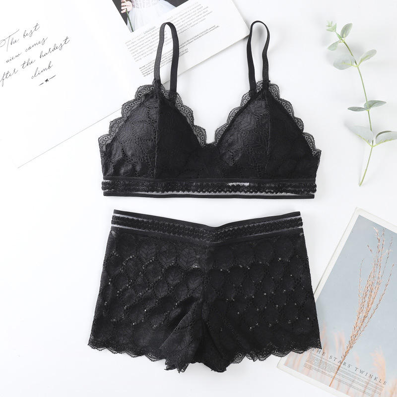 LEAF PADDED BRA & PENTYHot sale seamless comfortable 2 piece bra sets beautiful back sexy lace panty and bra sets for girls SET