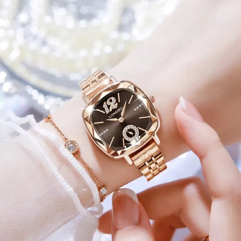 2023 Luxury Fashion Women's Diamond Square Quartz Watch Ladies Party Business Wrist Watch Female Clock