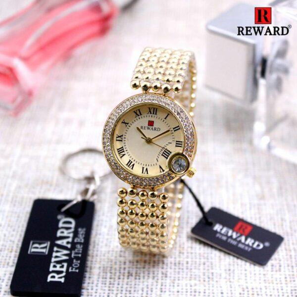 Reward Waterproof Watch Fashion Ladies Luxury Stainless Steel Quartz Wristwatch Relogio Feminino