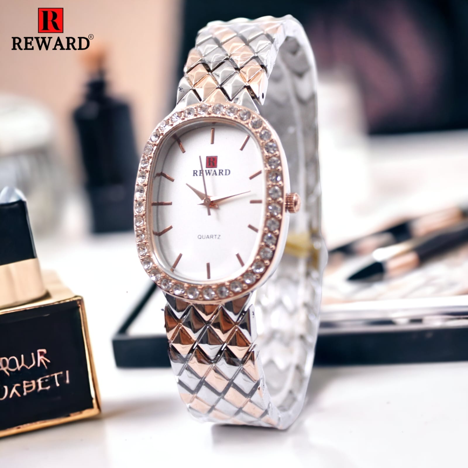 Oval Luxury Fashion Rose Gold Stainless Steel Ladies Watch