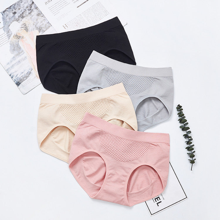 Women's Knickers Mid Waist Woman Honeycomb Brief Breathable Underwear Cotton Seamless Panties