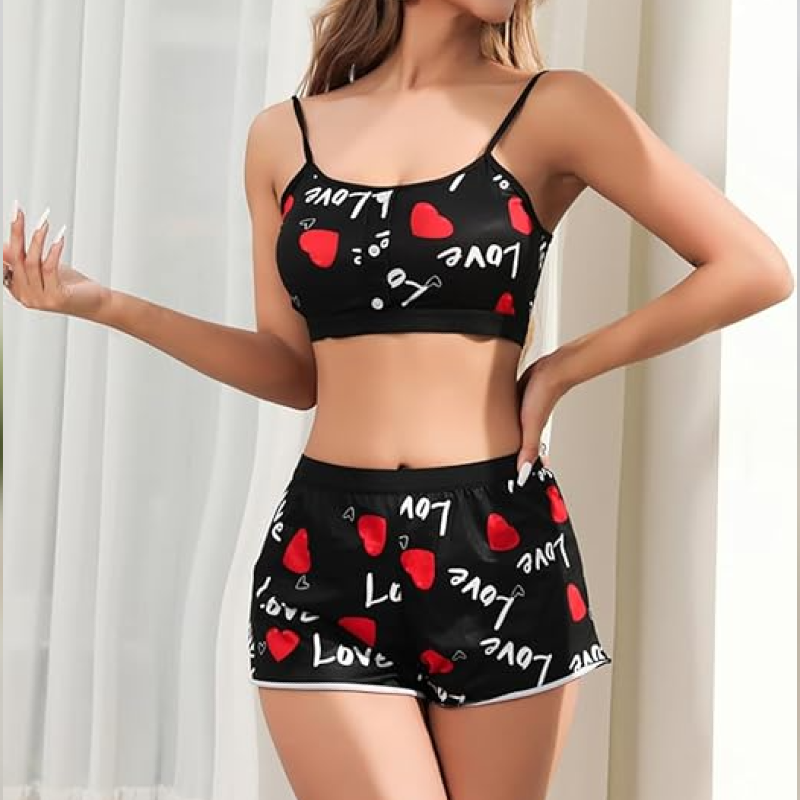 "Heart & Love Satin Sleep Set"