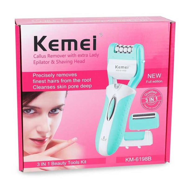 Kemei epilator KM-6198B electric epilator 3 in 1 hair remover callus remover with extra lady epilator