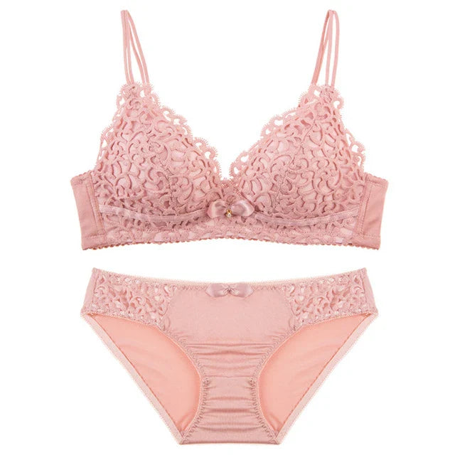 Embroidery bra panty set