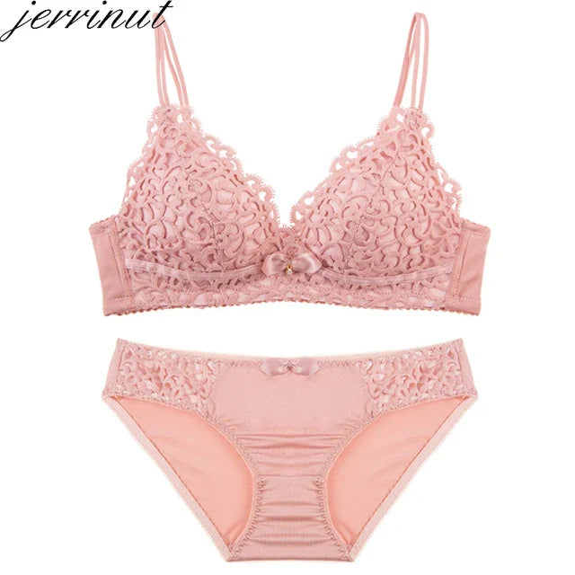 Embroidery bra panty set