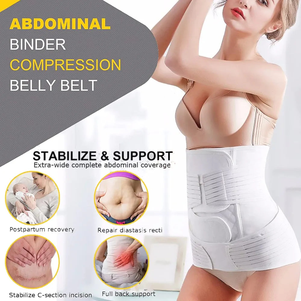 2 in 1 Postpartum Belly Band Support Recovery Wrap Belly/Waist/Pelvis Belts Girdles for Women C Section Recovery Band Waist Trainer Abdominal Binder Belly Slimmer