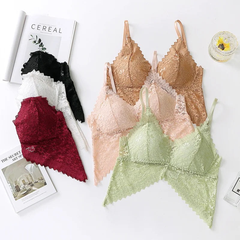 Butterfly lace removable padded bra