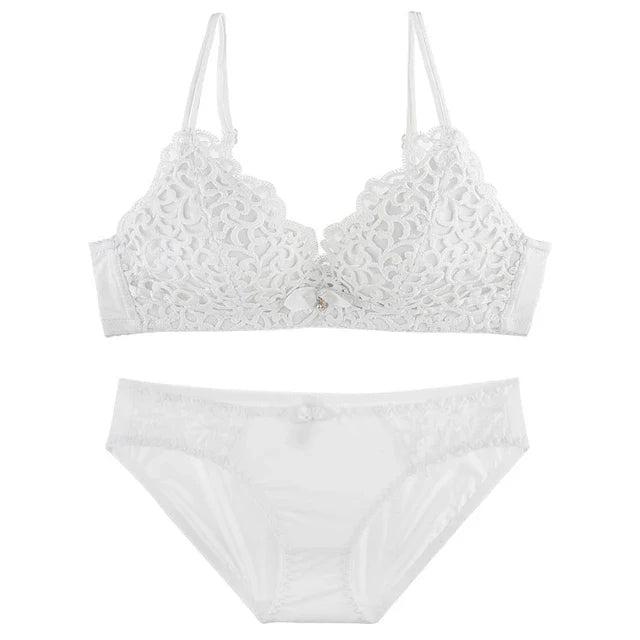 Embroidery bra panty set