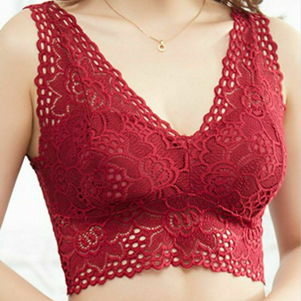 Lace Breathable Bra Top Tank Gather Vest Padded Back Beautiful