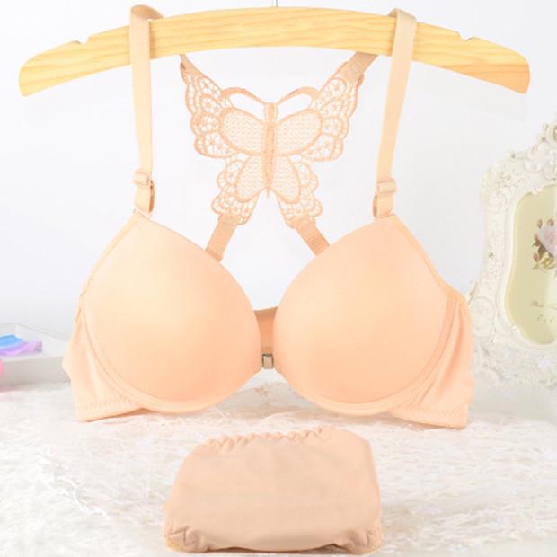 Front Open Beauty Back Butterfly Lace Bra and Panty Set