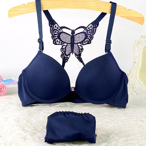 Front Open Beauty Back Butterfly Lace Bra and Panty Set