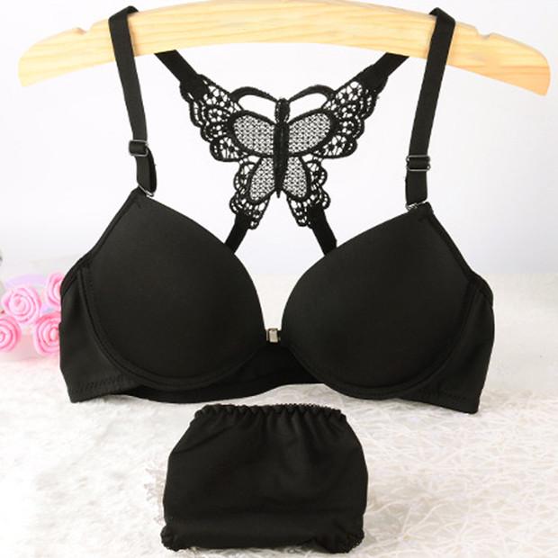 Front Open Beauty Back Butterfly Lace Bra and Panty Set