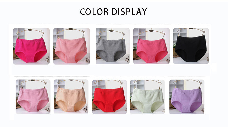 Natural cotton Women's panties mother underwear mid-waist in solid colors