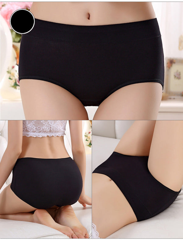 Natural cotton Women's panties mother underwear mid-waist in solid colors