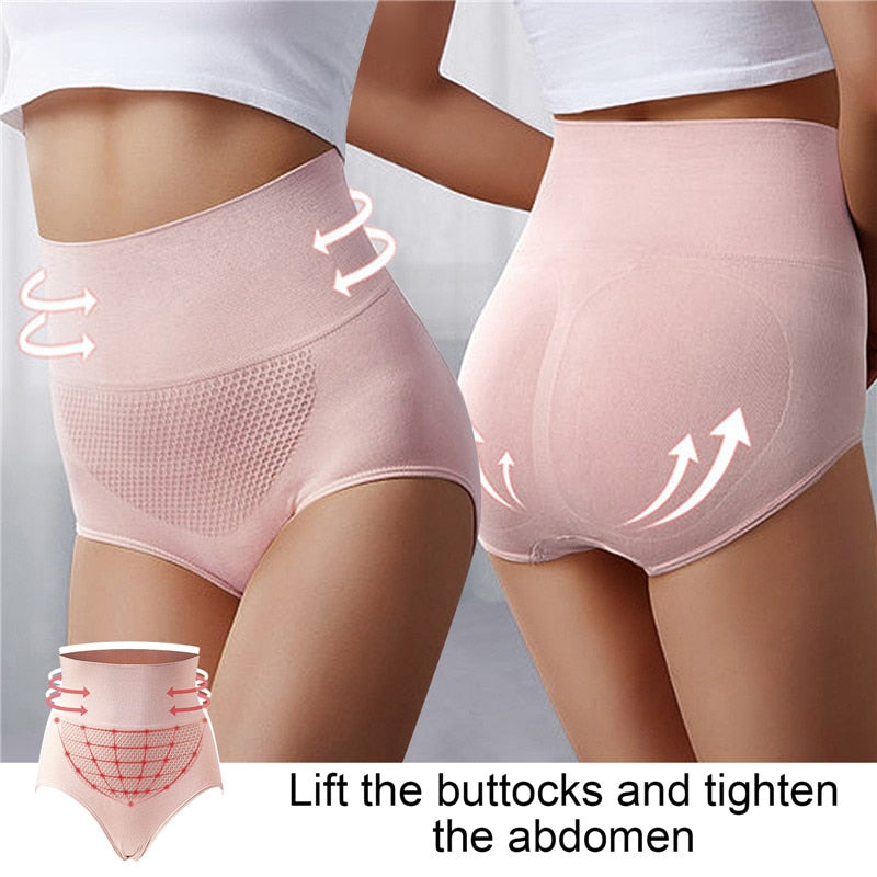 Pack Of 3 High Waist Panties Postpartum Panties Seamless Warm Underwear Graphene Panties Women Hip Lifting Body Shaper