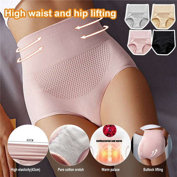 Pack Of 3 High Waist Panties Postpartum Panties Seamless Warm Underwear Graphene Panties Women Hip Lifting Body Shaper