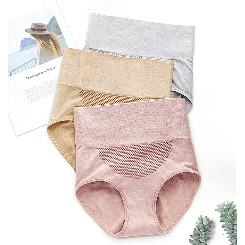 Pack Of 3 High Waist Panties Postpartum Panties Seamless Warm Underwear Graphene Panties Women Hip Lifting Body Shaper