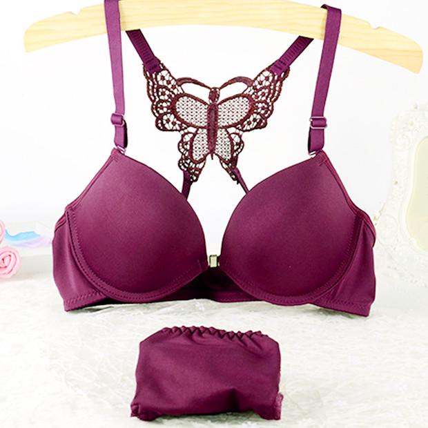 Front Open Beauty Back Butterfly Lace Bra and Panty Set