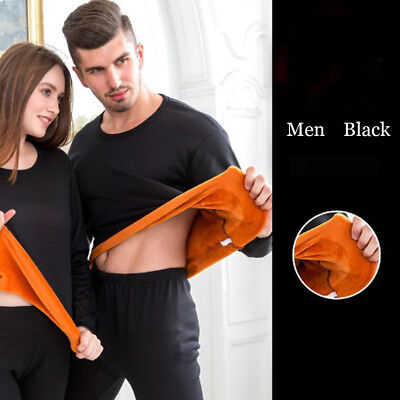 Men Winter Warm Velvet Thick Inner Wear Thermal Underwear Long  Pajama Set